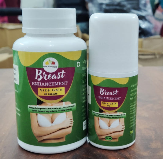 Pure Ayurvedica Breast Enhancement Size Gain – 30 Capsules with 50ml Oil